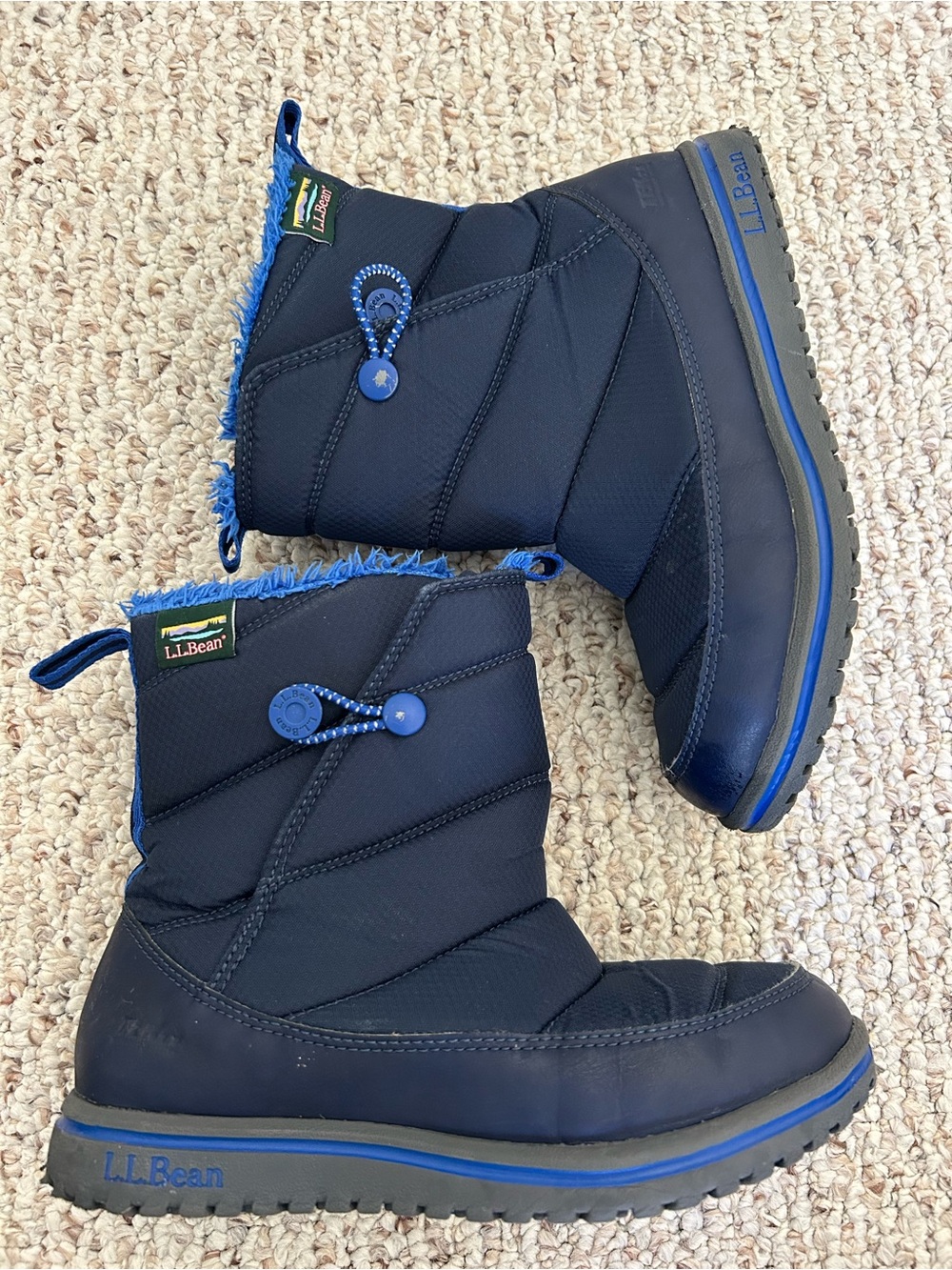L.L. Bean Kids Size 3 Ultralight Snow Boots Navy Blue Waterproof Insulated